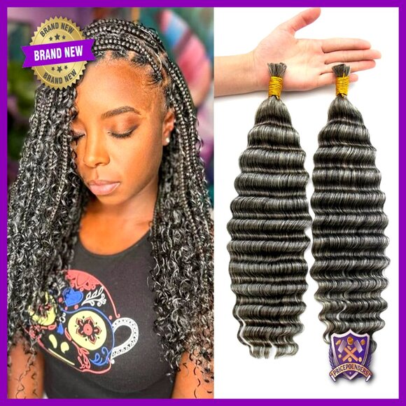 Human Hair Braiding Extensions 16 Inch Deep Wave 2 Bundles 105g